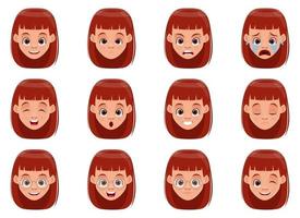 Little girl face expressions vector design illustration isolated on white background