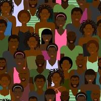 SEAMLESS PATTERN WITH A CROWD OF AFRICAN AMERICAN PEOPLE vector