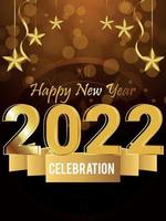 Glossy golden text effect of 2022 with creative background vector