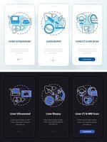 Hepatic diagnosis onboarding mobile app page screen with concepts vector