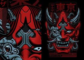 Ilustración de vector de samurai cyberpunk