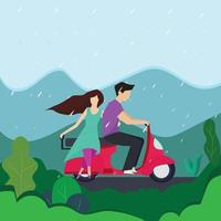 windy rainy ride vector