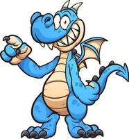 dragón azul de dibujos animados vector