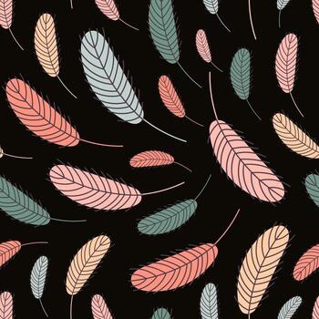 Feathers are a seamless pattern. Boho pattern with feathers. Vector illustration