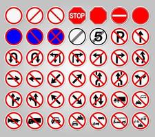 Establecer señales de tráfico prohibición de advertencia símbolo de círculo rojo signo vector