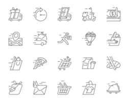 Outline icon set for delivery service vector