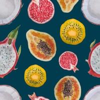 Watercolor seamless tropical fruit pattern vector