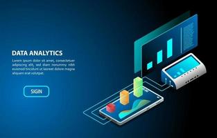 diseño isométrico del concepto de análisis de datos vector