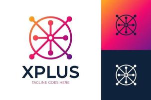 Letter X medical plus logo. Abstract Initial Letter X Logo. Colorful Motion Circle Shape Style with X Letter inside. Flat Vector Logo Design Template Element.