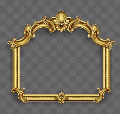 Gold classic frame of the rococo baroque