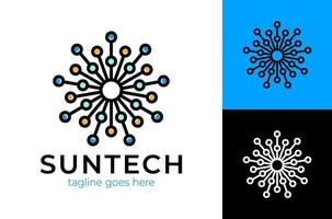 logotipo de sun tech. Logotipo de adorno de tecnología circular elegante simple para identidad de marca. imagen vectorial. vector