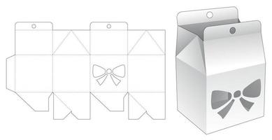 Hanging box with bow stencil die cut template vector