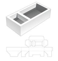 Plantilla troquelada de caja de bandeja de dos nichos vector