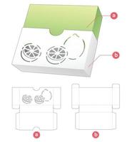 caja deslizante con plantilla troquelada de plantilla en forma de limón vector