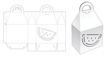 Pyramid top box with watermelon shaped stencil die cut template vector