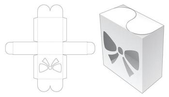 caja cerrada con ventana en forma de arco y plantilla troquelada de tapa vector