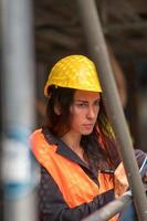 Female apprentice construction worker photo
