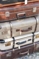 Stack of old suitcases photo