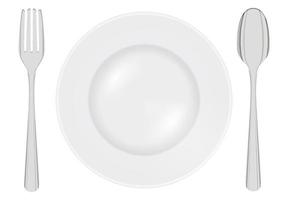 empty dish with steel fork and spoon vector