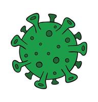 Cartoon vector illustration of microscopic view of virus, coronavirus.
