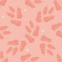 Scandinavian pattern.A pattern of leaves, branches, and twigs in warm orange colors. Hand drawn vector flat illustration Design for textiles, packaging, wrappers