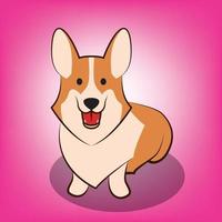 Ilustración de vector de dibujos animados lindo de un perro corgi