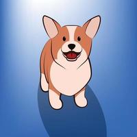 Ilustración de vector de dibujos animados lindo de un perro corgi