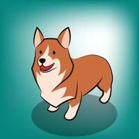 Ilustración de vector de dibujos animados lindo de un perro corgi