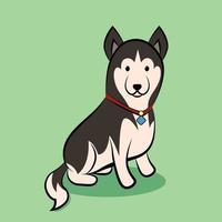 Cute Cartoon Vector Illustration of a siberian husky dog