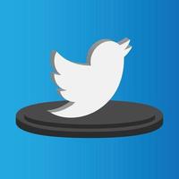 icono de twitter 3d de redes sociales vector