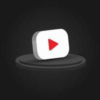 Social media 3d youtube icon vector