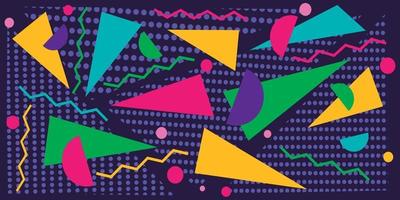 Colorful triangles over dotted triangles background vector