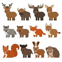 dibujos animados de animales planos aislados del bosque y taiga vector