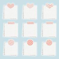 Vector cute paper notes stickers blank sticky notepaper posts