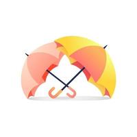 Two colorful umbrellas placed on a white background. vector