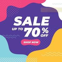 Sale up to 70 percent off with colorful geometric shapes banner. vector