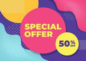 Special offer with colorful geometric shapes banner. vector