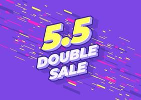 5.5 Shopping day sale poster or flyer design. 5.5 Double sale online banner. vector