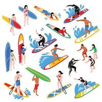 Isometric Surf Set Vector Illustration