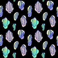 seamless pattern of bright leaves on a black background.Botanical leaf pattern. Vector illustration. Design for textiles, wallpeper, background