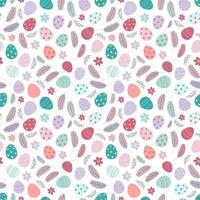 Easter eggs seamless pattern. Decorated Easter eggs on a white background. Design for textiles, packaging, wrappers, greeting cards, paper, printing. Vector illustration