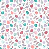 Easter eggs seamless pattern. Decorated Easter eggs on a white background. Design for textiles, packaging, wrappers, greeting cards, paper, printing. Vector illustration