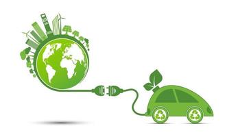 Energy ideas save the world concept Power plug green ecology recycle vector