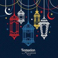 Ramadan Kareem. Islamic background. lamps for Ramadan vector