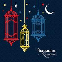 Ramadan Kareem. Islamic background with lanterns. vector