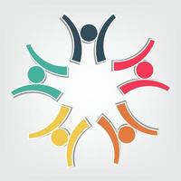 Group of five people in a circle.Teamwork meeting.people are meeting in the room.Powerful combined forces. vector
