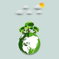 Ecology.Green cities help the world with eco-friendly concept idea.with globe and tree background.vector illustration vector