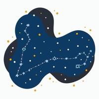 Cute constellation zodiac sign pisces Doodles hand drawn stars and dots in abstract space vector