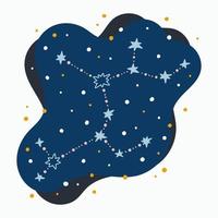 Cute constelación signo del zodíaco sagitario garabatos dibujados a mano estrellas y puntos en el espacio abstracto vector