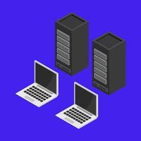 Isometric Server Database On Background vector